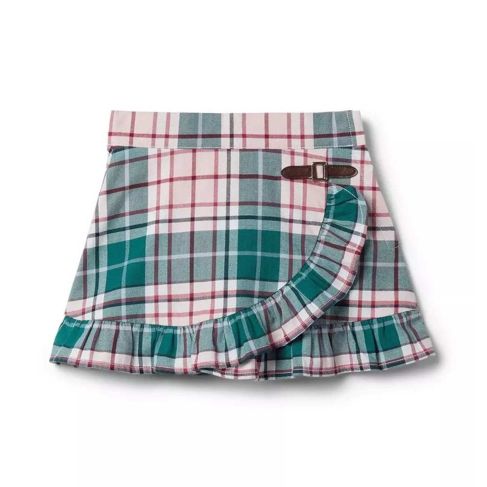 Janie and Jack‎ Plaid Ruffle Skirt Strawberry Macaron Plaid Cotton Mini size 5